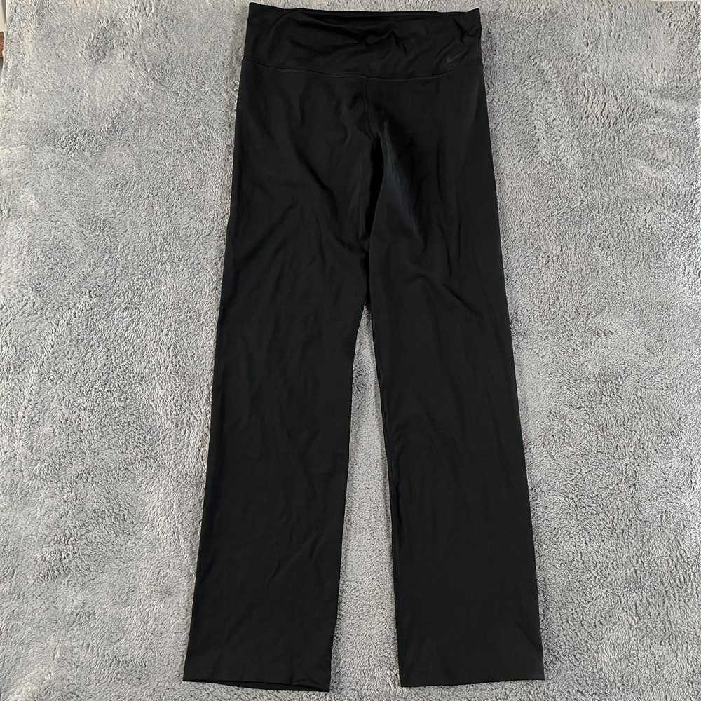 Nike Dri-FIT Athletic Yoga Pants Womens L Black Performance Straight Leg Pull On